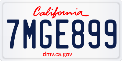 CA license plate 7MGE899