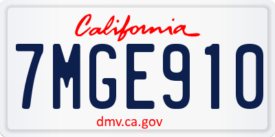 CA license plate 7MGE910