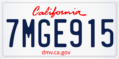 CA license plate 7MGE915