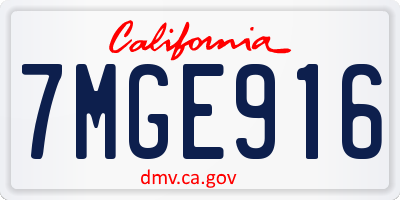 CA license plate 7MGE916