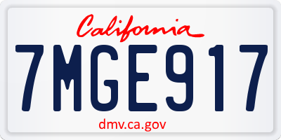 CA license plate 7MGE917