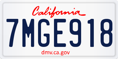 CA license plate 7MGE918
