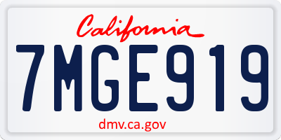 CA license plate 7MGE919