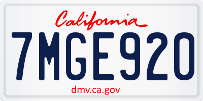 CA license plate 7MGE920