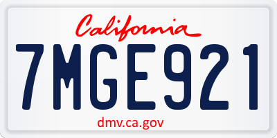 CA license plate 7MGE921