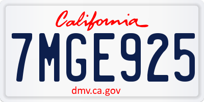 CA license plate 7MGE925