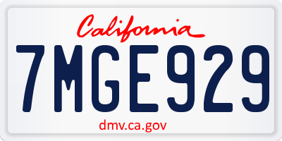 CA license plate 7MGE929