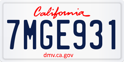 CA license plate 7MGE931