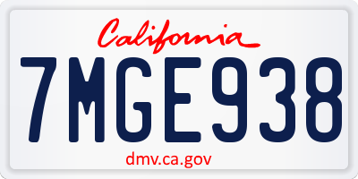 CA license plate 7MGE938