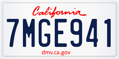 CA license plate 7MGE941