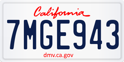 CA license plate 7MGE943
