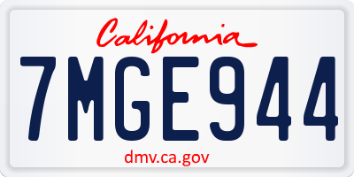 CA license plate 7MGE944