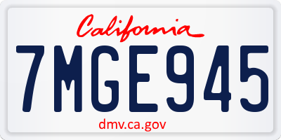 CA license plate 7MGE945