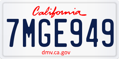 CA license plate 7MGE949