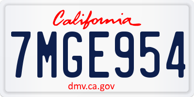 CA license plate 7MGE954