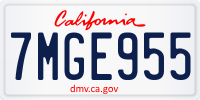 CA license plate 7MGE955