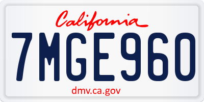 CA license plate 7MGE960