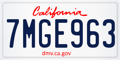 CA license plate 7MGE963