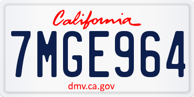 CA license plate 7MGE964
