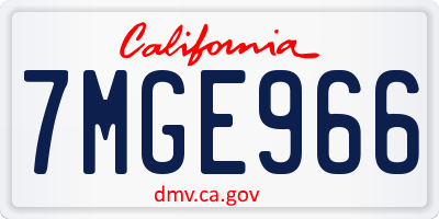 CA license plate 7MGE966