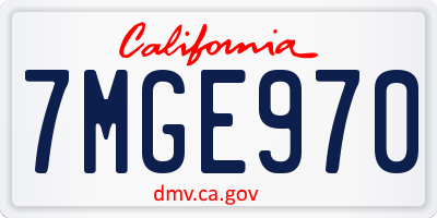 CA license plate 7MGE970