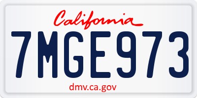 CA license plate 7MGE973