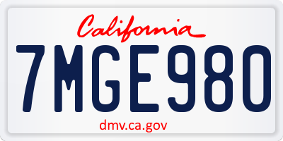 CA license plate 7MGE980