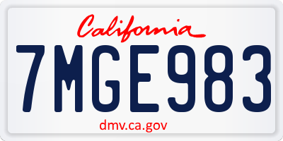 CA license plate 7MGE983