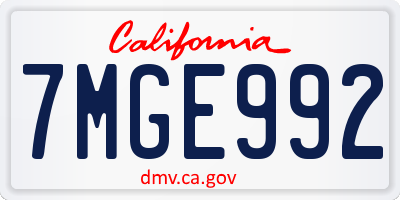 CA license plate 7MGE992