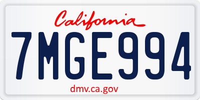 CA license plate 7MGE994