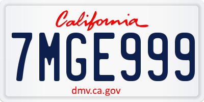 CA license plate 7MGE999
