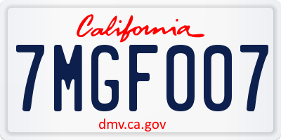CA license plate 7MGF007