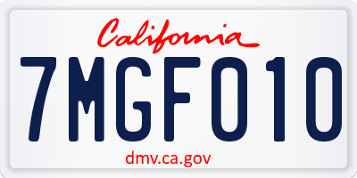CA license plate 7MGF010