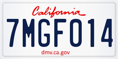 CA license plate 7MGF014