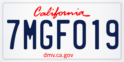 CA license plate 7MGF019