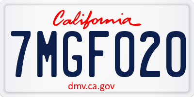 CA license plate 7MGF020