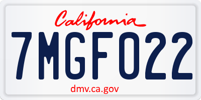 CA license plate 7MGF022