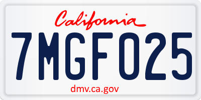 CA license plate 7MGF025