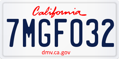 CA license plate 7MGF032