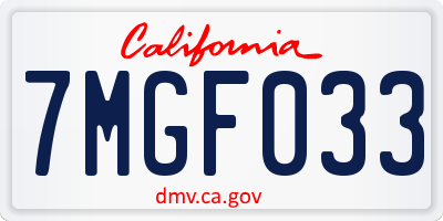 CA license plate 7MGF033