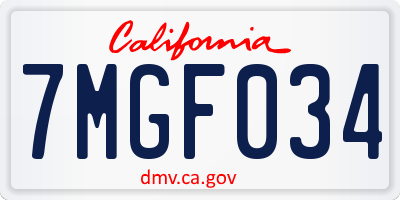 CA license plate 7MGF034