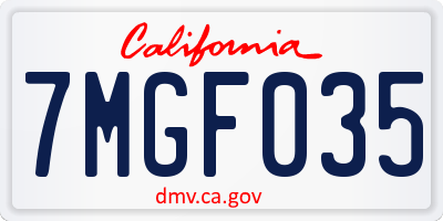 CA license plate 7MGF035