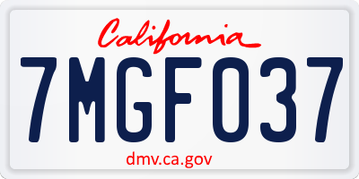 CA license plate 7MGF037