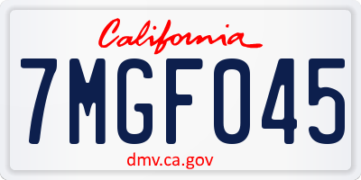 CA license plate 7MGF045