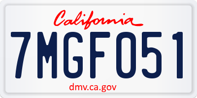 CA license plate 7MGF051