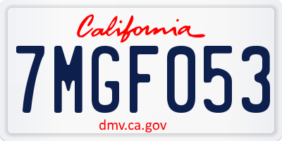 CA license plate 7MGF053