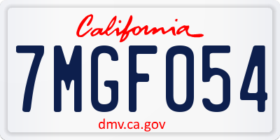 CA license plate 7MGF054