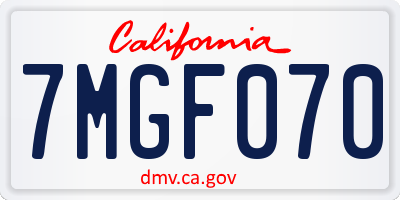CA license plate 7MGF070