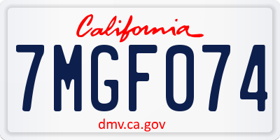 CA license plate 7MGF074