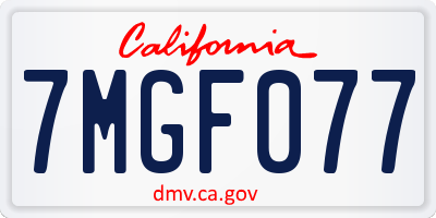 CA license plate 7MGF077